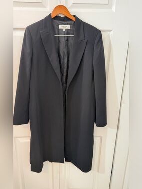 Jones Studio Separates Womens Size 16 Black Longline Blazer Duster Coat Open
